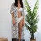 Women's Floral Chiffon Kimono: Open Front Swimsuit Cover-Up