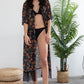 Women's Floral Chiffon Kimono: Open Front Swimsuit Cover-Up