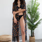 Women's Floral Chiffon Kimono: Open Front Swimsuit Cover-Up