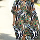 Plus Size Striped Print Beach Kaftan Dress - Button-Up Cover Up