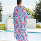 Women's Black Floral Print V-neck Kaftan Beach Cover-Up