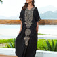 Women's Short Sleeve V-neck Silver Kaftan Cover-Up