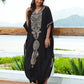 Women's Short Sleeve V-neck Silver Kaftan Cover-Up