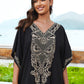 Women's Short Sleeve V-neck Silver Kaftan Cover-Up