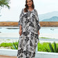 Batwing Sleeve Black & White Kaftan Swimsuit Cover