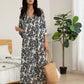 Leaf Print Beach Caftan: Women's Long V-Neck Cover-Up