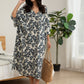 Leaf Print Beach Caftan: Women's Long V-Neck Cover-Up