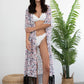 Women's Floral Chiffon Kimono: Open Front Swimsuit Cover-Up