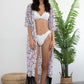 Women's Floral Chiffon Kimono: Open Front Swimsuit Cover-Up