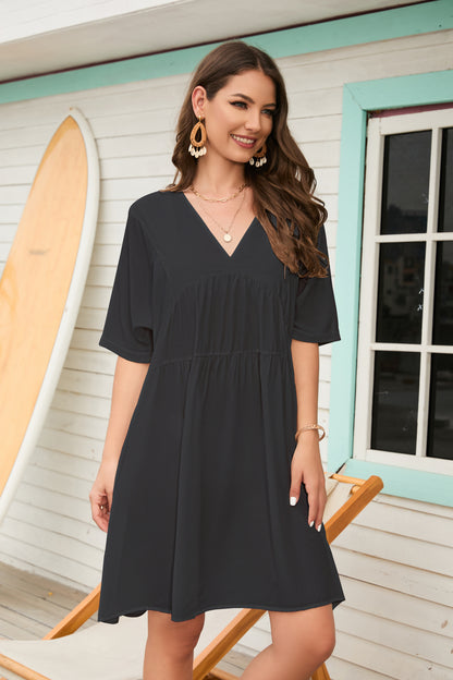 Flowy V-Neck Beach Dress: Women's Swimsuit Cover Up