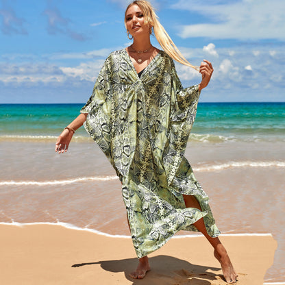 Plus Size Zebra Print Beach Caftan Dress