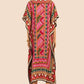 V-Neck Print Beach Caftan for Women with Side Split