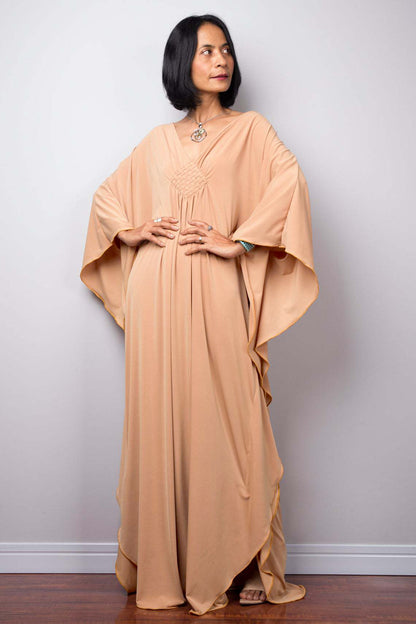 V-Neck Batwing Sleeve Plus Size Beach Caftan