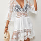 Women's V-Neck Lace Bikini Beach Dress Cover Up