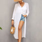 White Long Sleeve Swimsuit Cover Up for Women