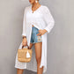 White Long Sleeve Swimsuit Cover Up for Women