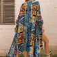 Red and Orange Printed Plus Size Women's Kimono Cover Up