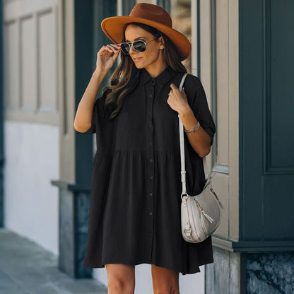 Women's Navy Button-Down Beach Cover-Up