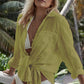 Women's Long Sleeve Button-Down Beach Shirt Cover Up