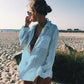 Women's Long Sleeve Button-Down Beach Shirt Cover Up