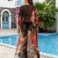 Plus Size Floral Print Kaftan Swimwear Cover-Up with Side Split