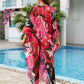 Plus Size Floral Print Kaftan Swimwear Cover-Up with Side Split