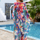 Plus Size Floral Print Kaftan Swimwear Cover-Up with Side Split