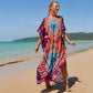 Colorful Print Plus Size Swimsuit Cover Up - V-Neck Kaftans