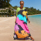 Colorful Print Plus Size Swimsuit Cover Up - V-Neck Kaftans