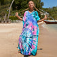 Colorful Print Plus Size Swimsuit Cover Up - V-Neck Kaftans