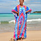 Colorful Print Plus Size Swimsuit Cover Up - V-Neck Kaftans