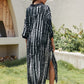 Short Sleeve Plus Size Pinstripe Beach Kaftan Cover-Ups