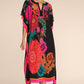 V-Neck Print Beach Caftan for Women with Side Split