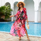 Plus Size Floral Print Kaftan Swimwear Cover-Up with Side Split