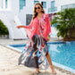 Plus Size Floral Print Kaftan Swimwear Cover-Up with Side Split