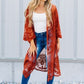 Mesh Embroidered Kimono Cardigan: Women's 3/4 Sleeve Cover Up