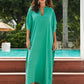 Blue-Green V-Neck Kaftan Maxi Dress for Women - Beach Cover-Up