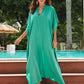 Blue-Green V-Neck Kaftan Maxi Dress for Women - Beach Cover-Up