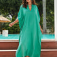 Blue-Green V-Neck Kaftan Maxi Dress for Women - Beach Cover-Up