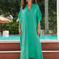 Blue-Green V-Neck Kaftan Maxi Dress for Women - Beach Cover-Up