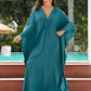 Peacock Green Solid Kaftan Dress - Women's Loungewear