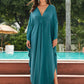 Peacock Green Solid Kaftan Dress - Women's Loungewear