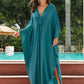 Peacock Green Solid Kaftan Dress - Women's Loungewear