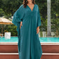 Peacock Green Solid Kaftan Dress - Women's Loungewear