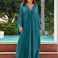 Peacock Green Solid Kaftan Dress - Women's Loungewear