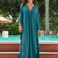 Peacock Green Solid Kaftan Dress - Women's Loungewear