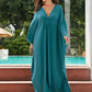 Peacock Green Solid Kaftan Dress - Women's Loungewear