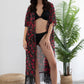 Women's Floral Chiffon Kimono: Open Front Swimsuit Cover-Up