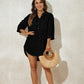 Women's Short Sleeve Button Beach Cover-Up