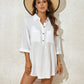 Women's Short Sleeve Button Beach Cover-Up